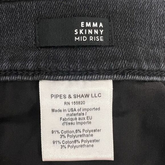 Veronica Beard Emma Mid-rise Skinny Jeans Washed Onyx Black Raw Hem stretch 29 - Picture 7 of 9